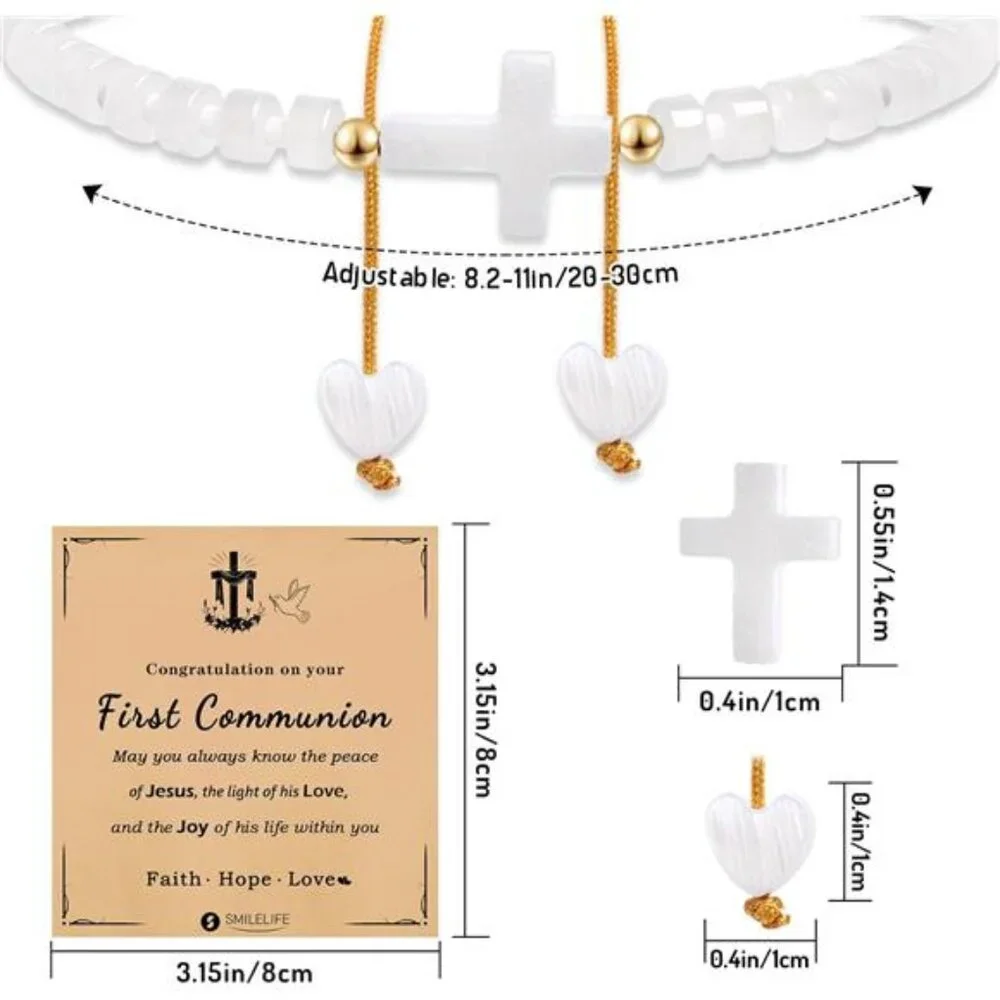 Cross Bracelet for Women, Girls & Boys - First Communion, Baptism & Christian